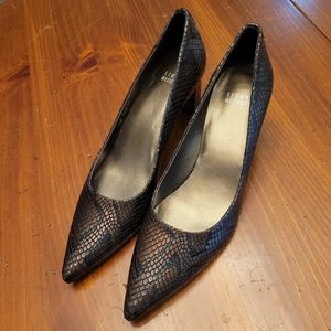 Stuart Weitzman Snakeskin Block Heels